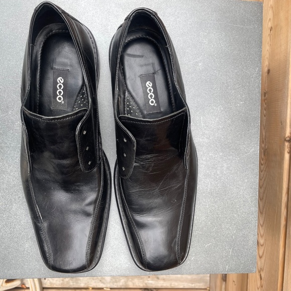 ECCO Men’s Black Leather Dress Shoes – Size 44 - Picture 2 of 4